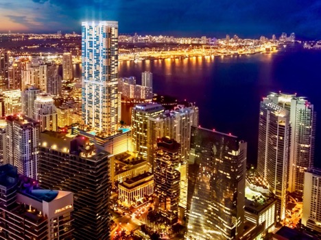 A view of a city at night
Description automatically generated